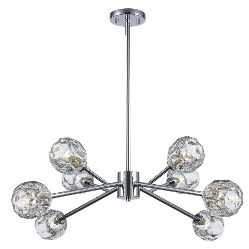 Lustre moderne Quaseem à 8 lumières, finition chrome poli