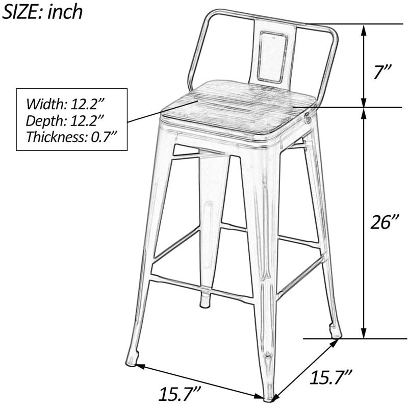 Ensemble de 4 tabourets de bar Saleh argentés et marrons 26 pouces