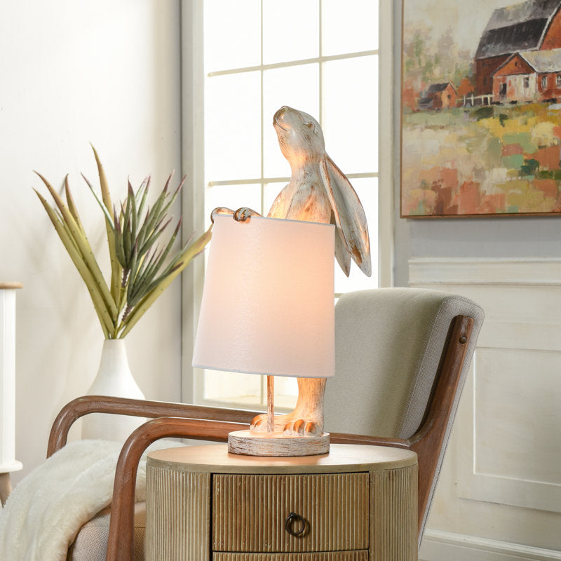 Lampe de table Malta 23" blanc cendré/cuivre clair