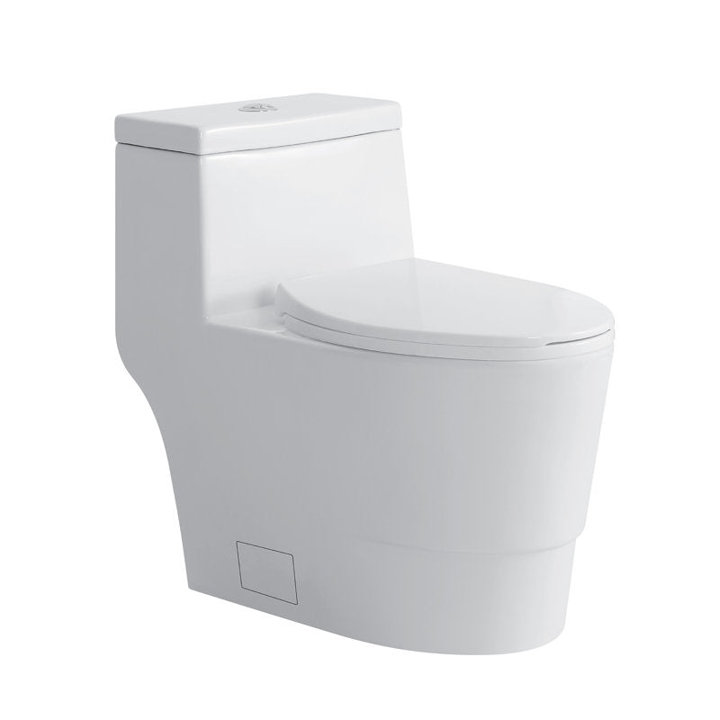 WC double chasse d'eau allongé en céramique blanche moderne avec abattant et joint en cire