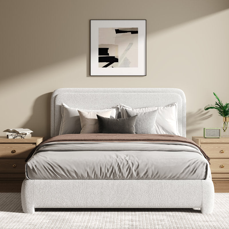 Bensu Boucle upholstered platform bed