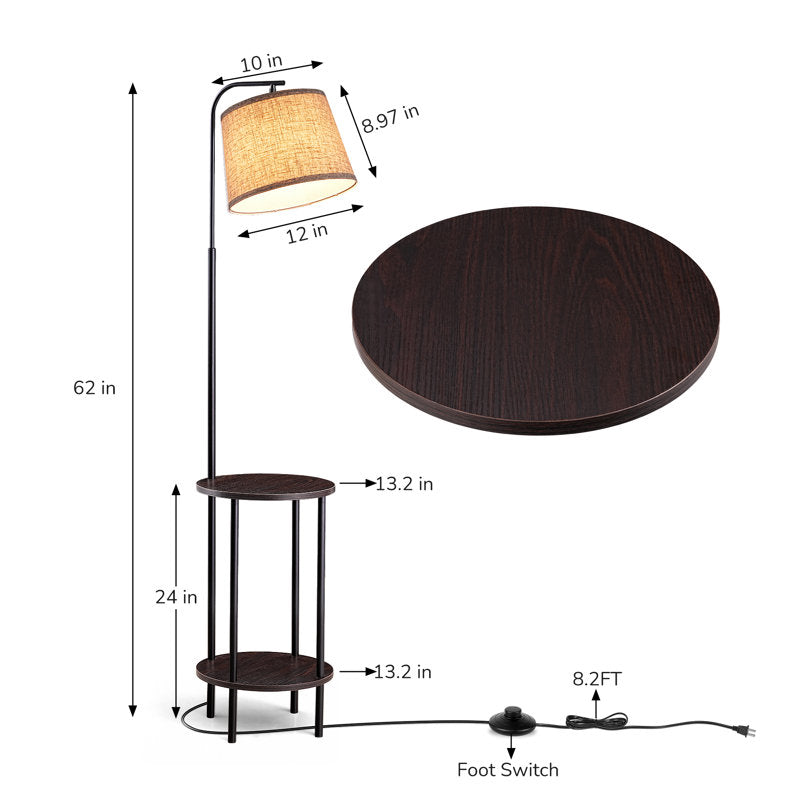 Lampadaire table d'appoint 62" Noir/Ébène 