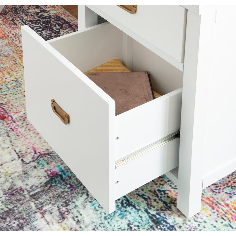 Bureau blanc avec rangement latéral