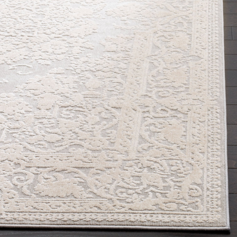 Calidia Oriental Light Grey/Cream Area Rug