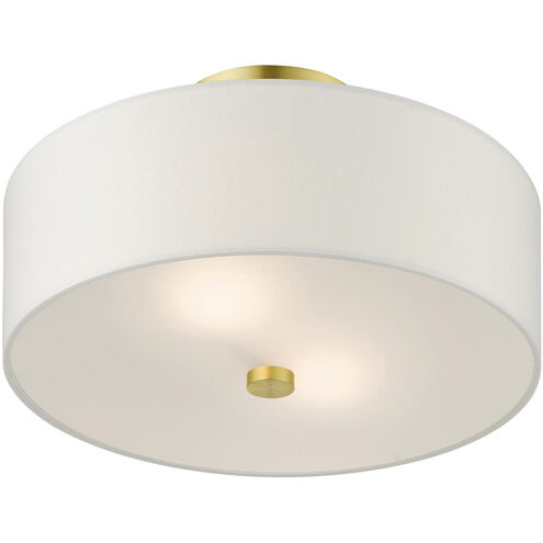 Plafonnier semi-encastré Chandran à 2 lumières, beige avec cache doré