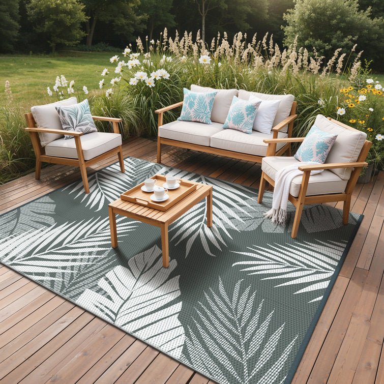 Grey / White Waterproof Reversible Plastic Outdoor Mat