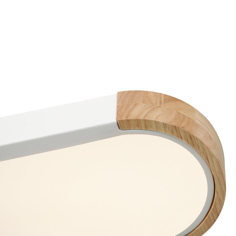 Nouria 1 - Light 37.4'' Simple Rectangle LED Flush Mount (White and Oak)