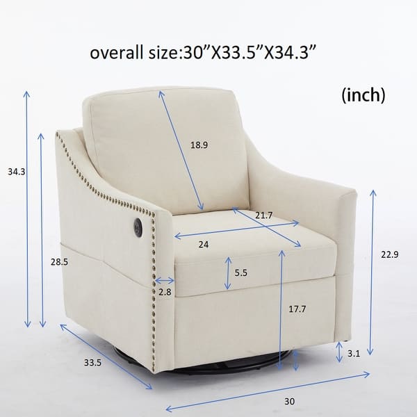 Fauteuil pivotant en tissu beige