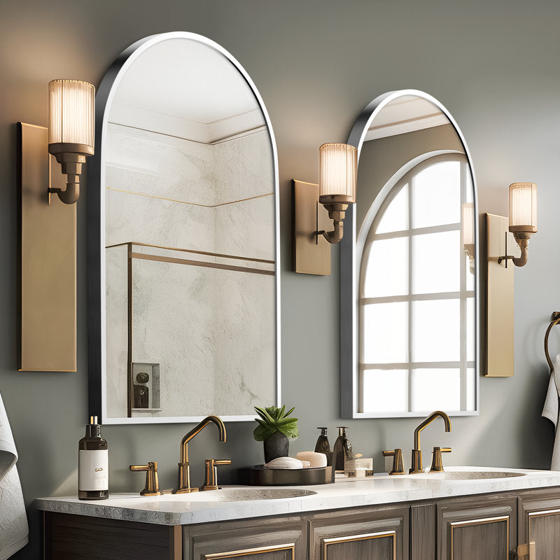 Miroir de salle de bain/coiffeuse arqué en métal Vercher. 1 miroir 