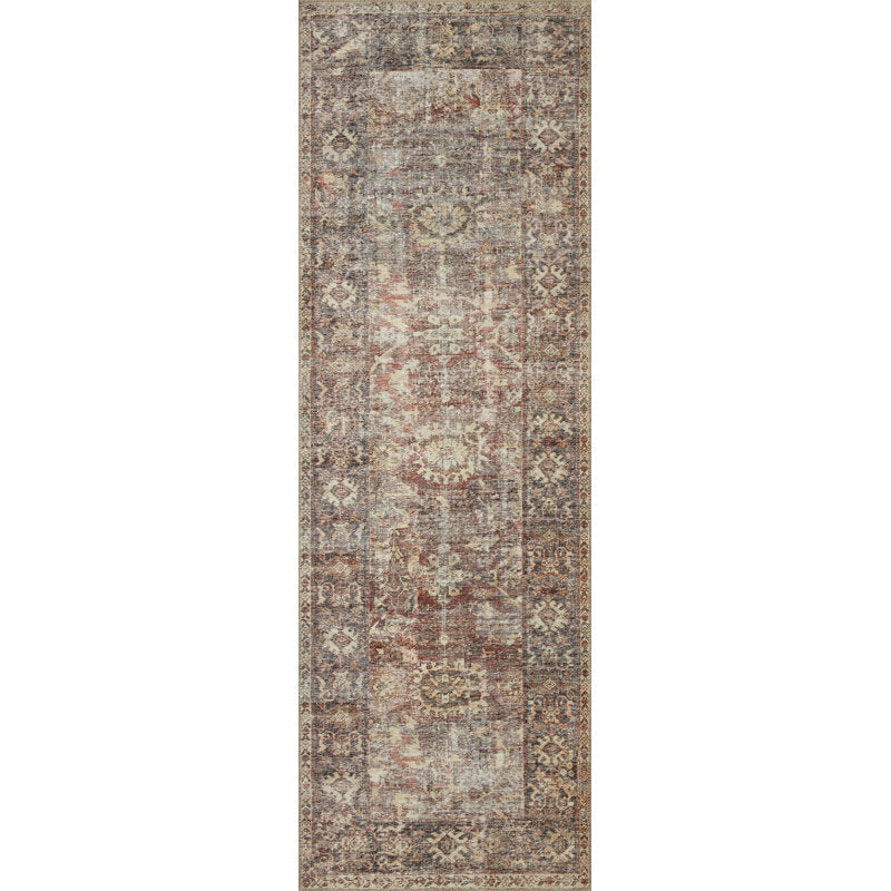 Burgundy/antique Georgia Runner Rug 2'6 x9'6