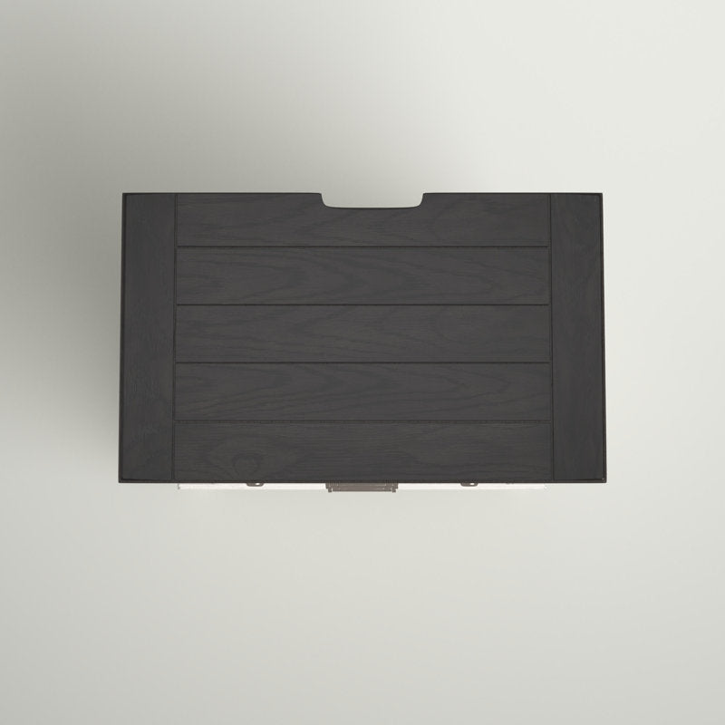 Table de chevet Colburn avec station de recharge, plateau gris foncé et base blanche 