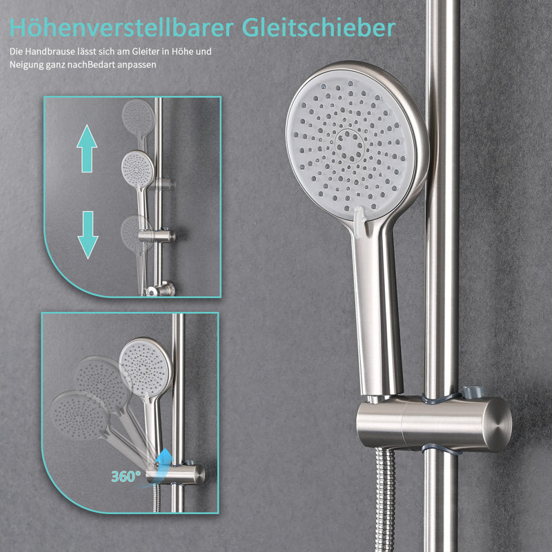 Shower System with 10-inch Rain Shower Head, 4-Function Adjustable Dual Shower Head