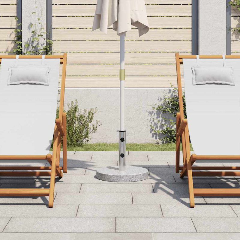 Pied de parasol rond de 20 kg avec poignées, plaque en granit, tuyau en acier inoxydable, granit gris 40 cm x 36,5 cm