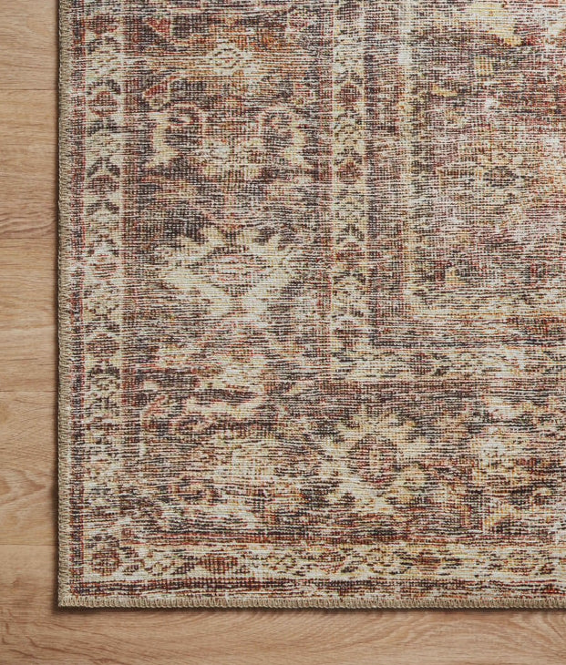 Burgundy/antique Georgia Runner Rug 2'6 x9'6
