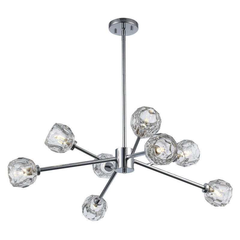 Lustre moderne Quaseem à 8 lumières, finition chrome poli