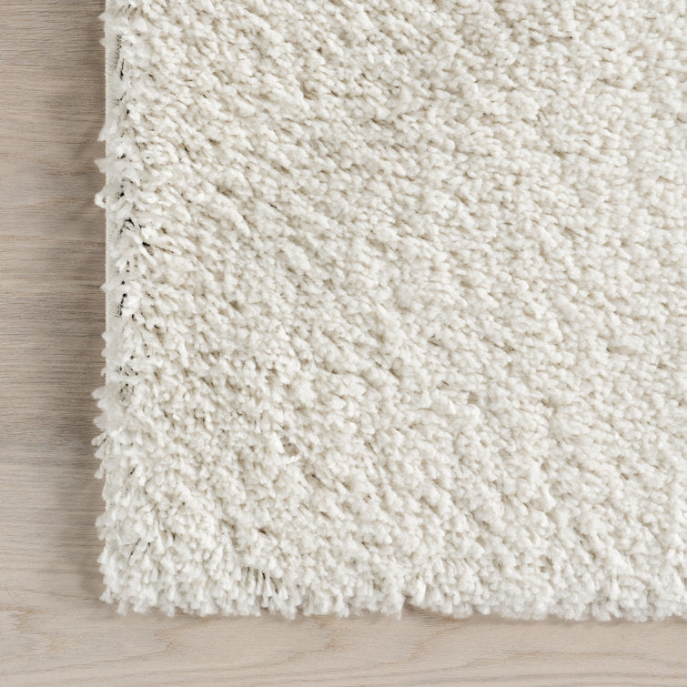 Tapis de couloir uni à poils longs pour salon, chambre, salle à manger, chambre d'enfant, entrée, couloir, blanc cassé, 122 x 183 cm