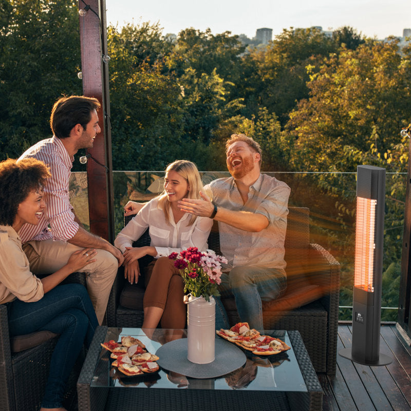 1500W electric patio heater with remote control, 5 power settings, 24-hour timer