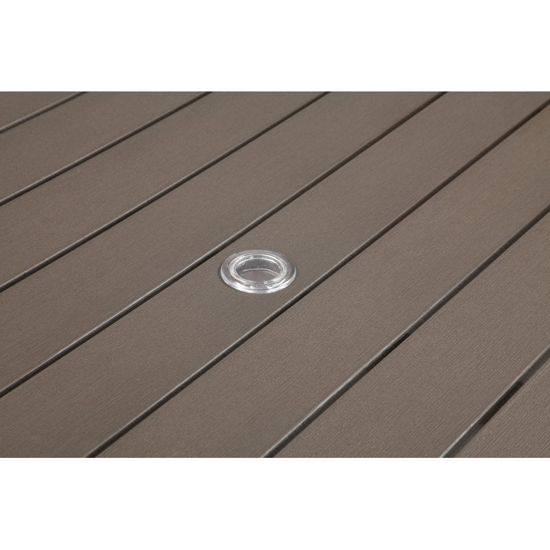Table de salle à manger Aynura en plastique pour 6 personnes, utilisable en intérieur et en extérieur, grise et blanche. 