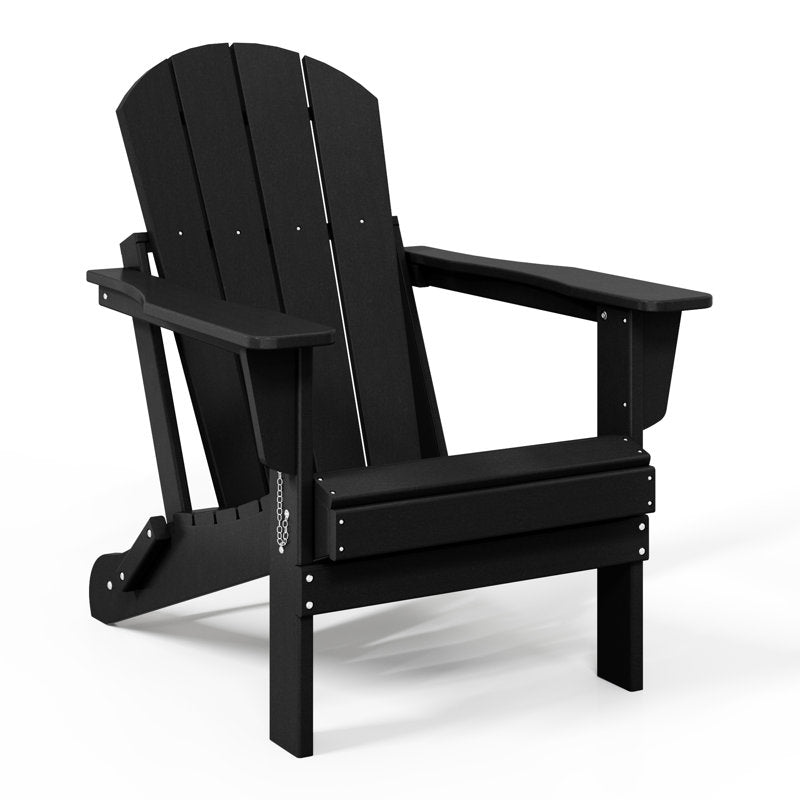 Chaise Adirondack pliante d'extérieur Shawnna résistante aux intempéries, noire 