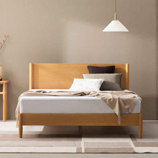 Whitman Low Profile Mid-Century Modern Wooden Brown Color Platform Bed Full Size