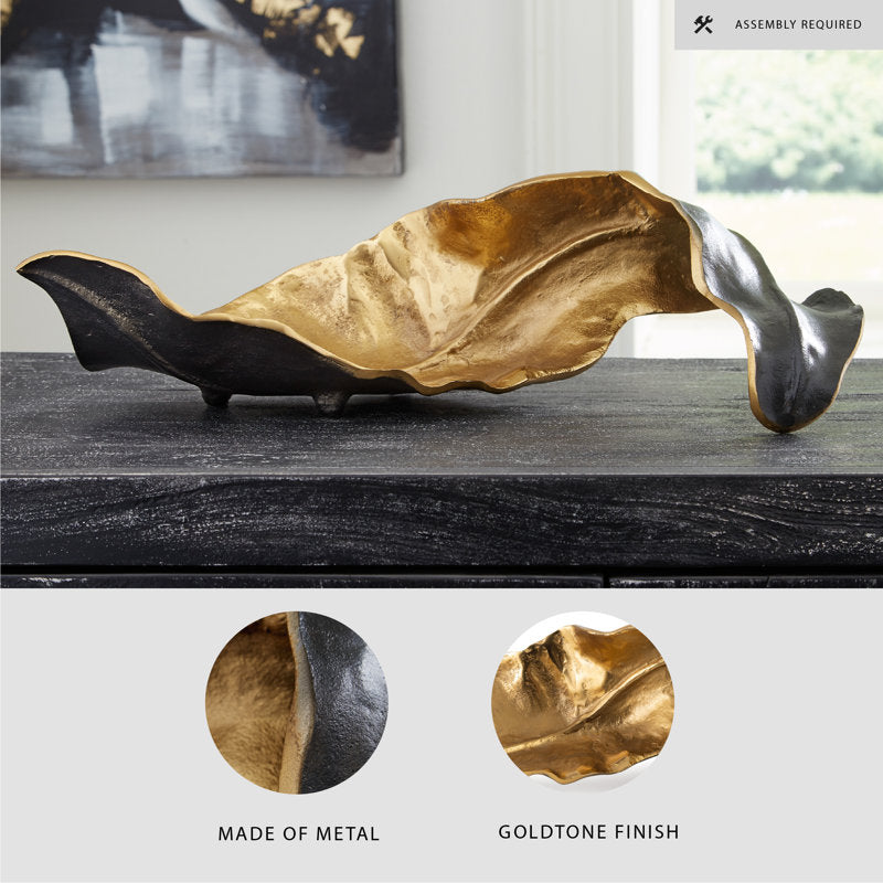 Sculpture de table en forme de feuille