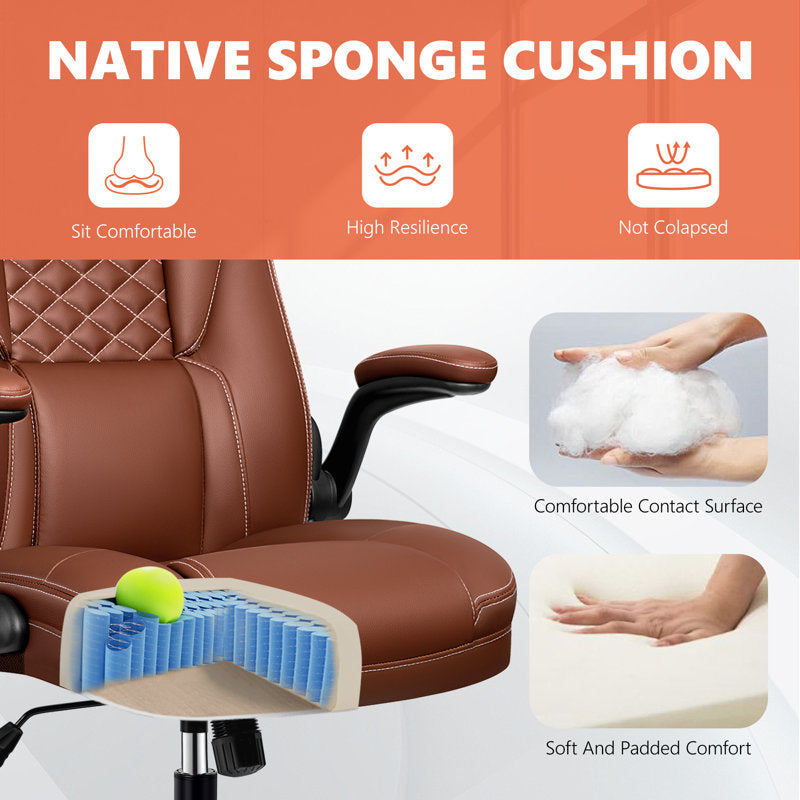 Fauteuil de direction ergonomique Loriece avec accoudoirs relevables, marron