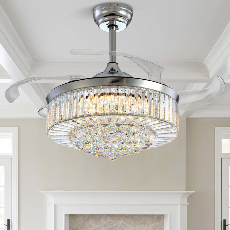 Ventilateur de plafond Presnell à intensité variable avec éclairage LED et télécommande, couleur argent, 122 cm (48 pouces).