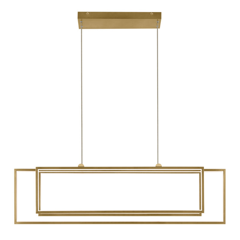 Lustre rectangulaire LED Crelin 3 lumières (doré)