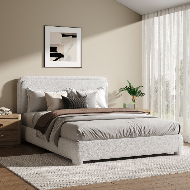 Bensu Boucle upholstered platform bed