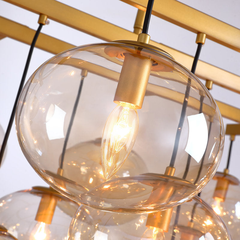 Adelene 72" 24-Light Dimmable Modern Rectangular Linear Bubble Glass Chandelier