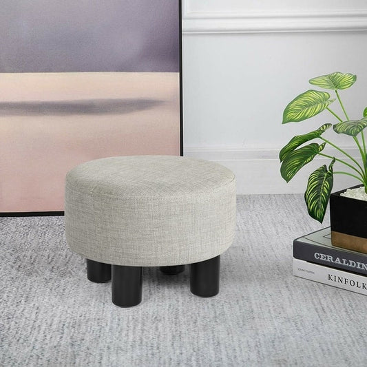 Adeco Pouf Rond en Lin