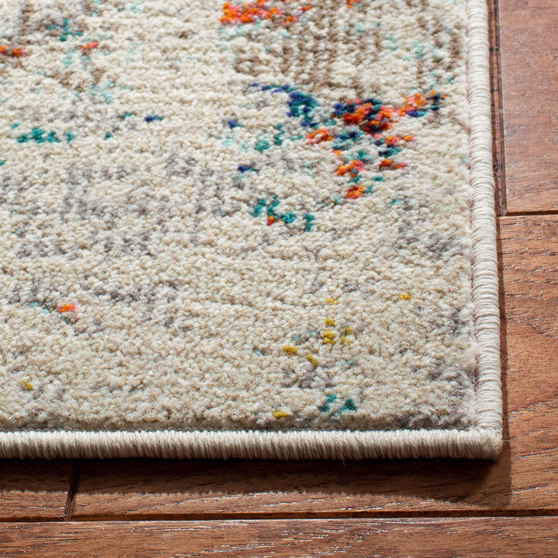 Abstract Rug Cream/ orange/ blue rug 9x12 ft