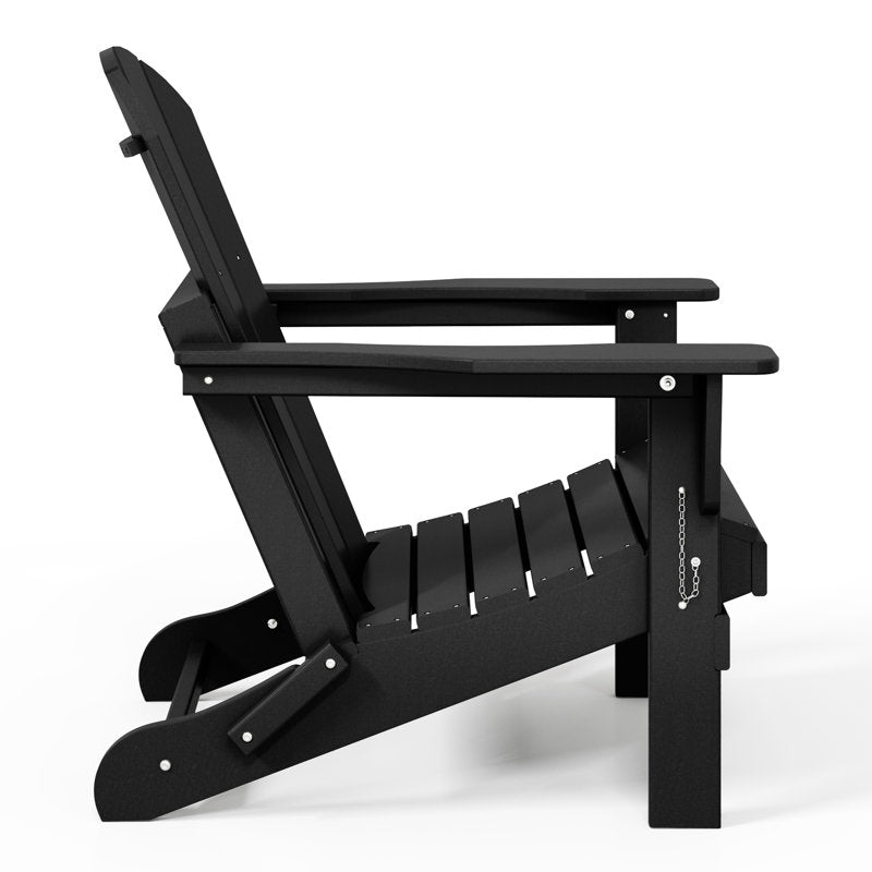 Chaise Adirondack pliante d'extérieur Shawnna résistante aux intempéries, noire 