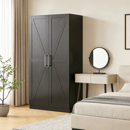 Armoire avec 2 portes de grange et armoire noire