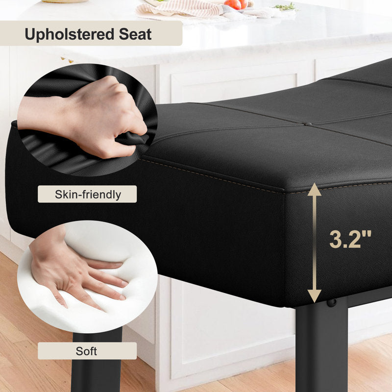 Saddle Bar Stools, Counter Height Barstools with Thickened Cushion, Faux Leather Padded Kitchen Chairs for Dinning Room, Kitchen Island, Home Bar ( set of 2 chairs )