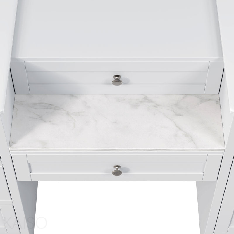 Large 84" Transitional Double Vanity with Storage - White (Mirror Not Included) Set of 2