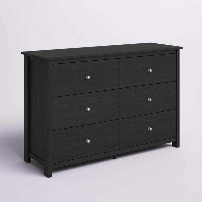 Commode standard Isenbert à 6 tiroirs, largeur 120 cm (47,2 po), couleur noire