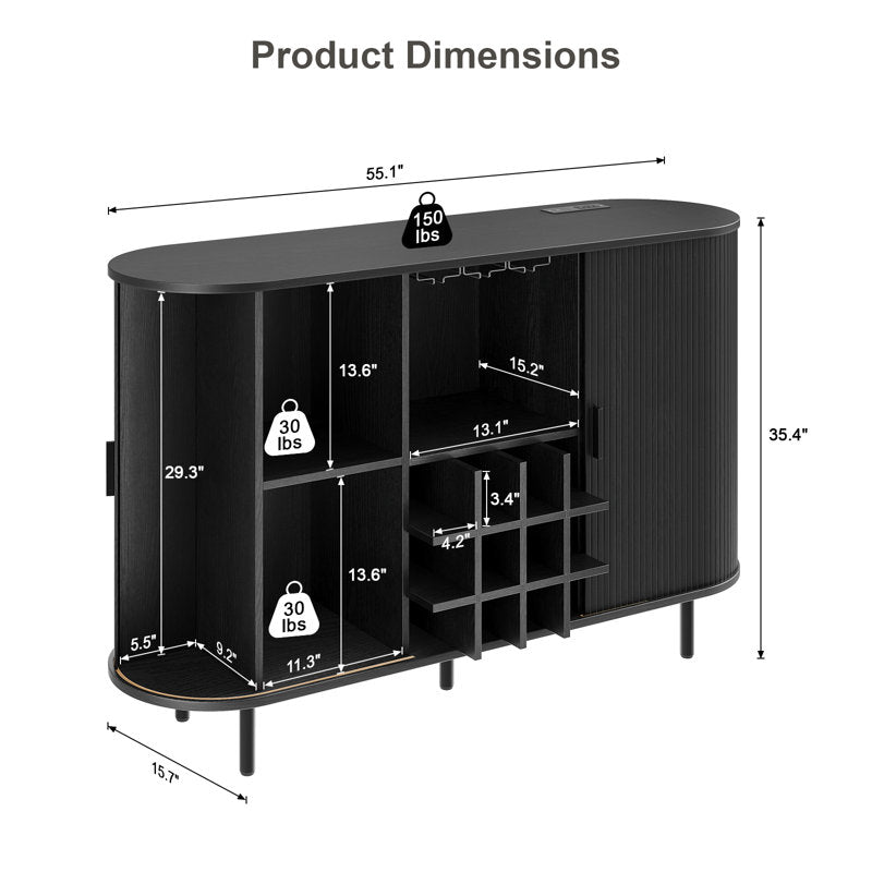 Nashlly Cabinet with LED Lights and Wine Glass Storage