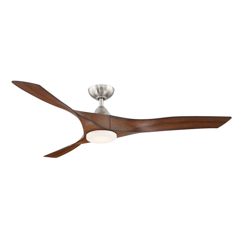 Ventilateur de plafond intelligent Ferland 60" à 3 pales avec télécommande et kit d'éclairage LED inclus, couleur noyer