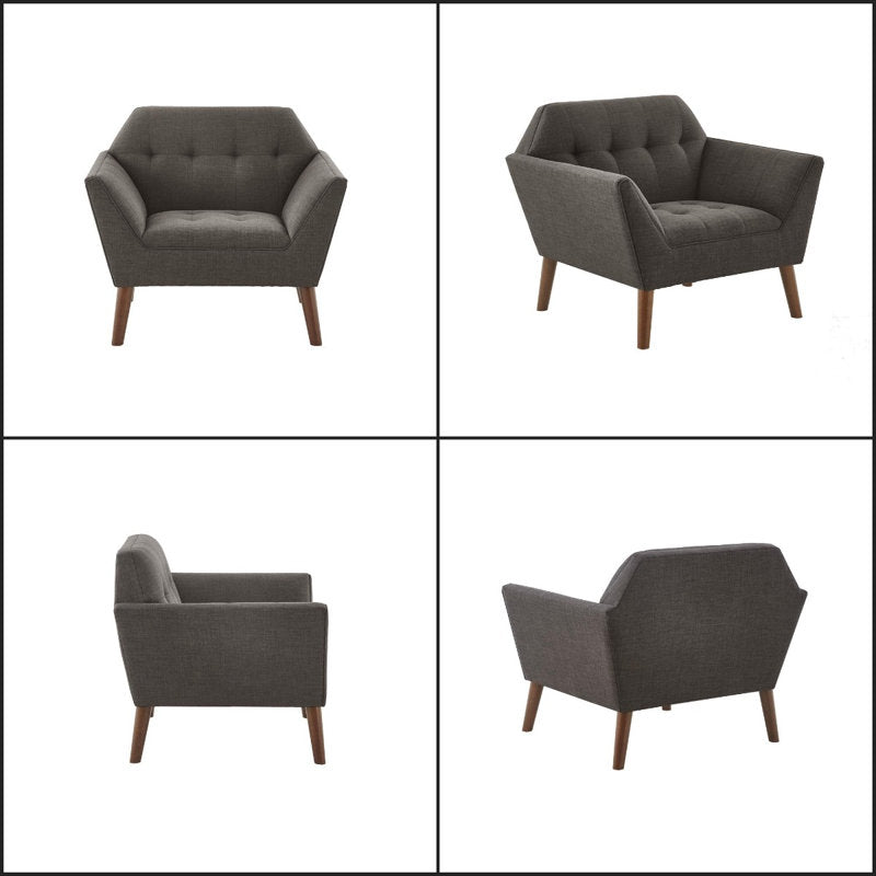 Newport 37" Wide Tufted Upholstered Armchair with Tapered Legs