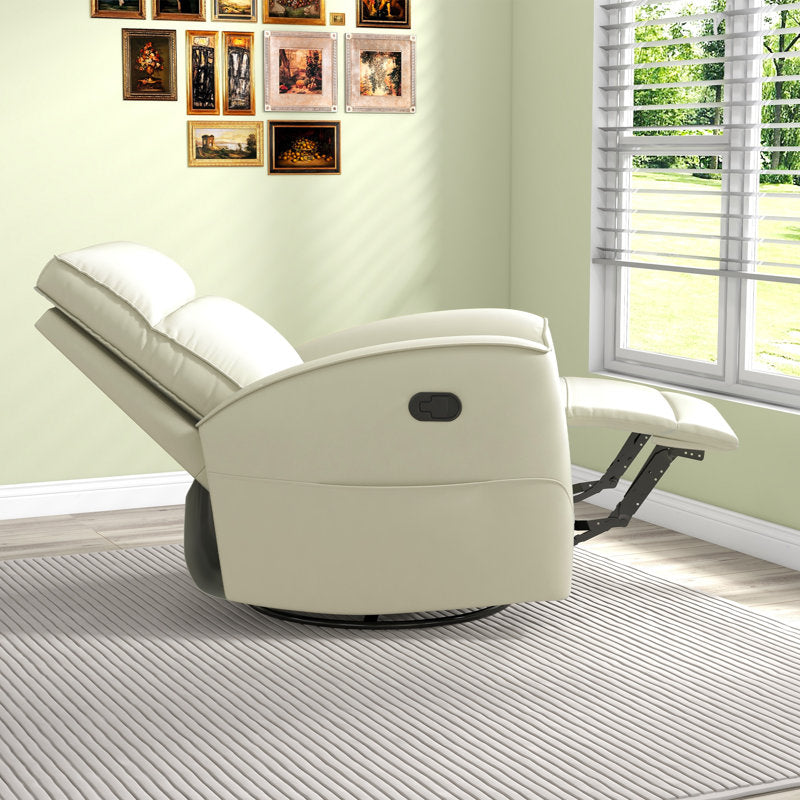 Modern 30.7" wide manual reclining and swivel chair in soft vegan leather