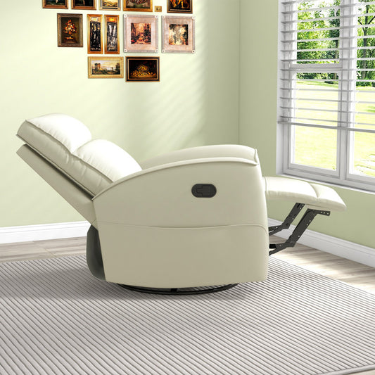 Fauteuil inclinable et pivotant manuel moderne de 78 cm de large en similicuir souple