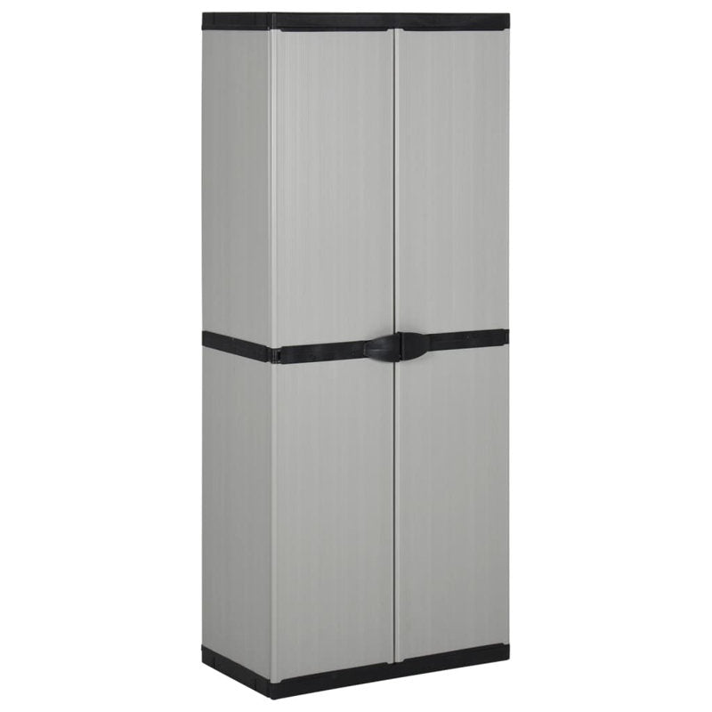 Armoire de jardin vidaXL grise et noire moyenne en PVC et PP (polypropylène) 68 cm x 40 cm x 168 cm 