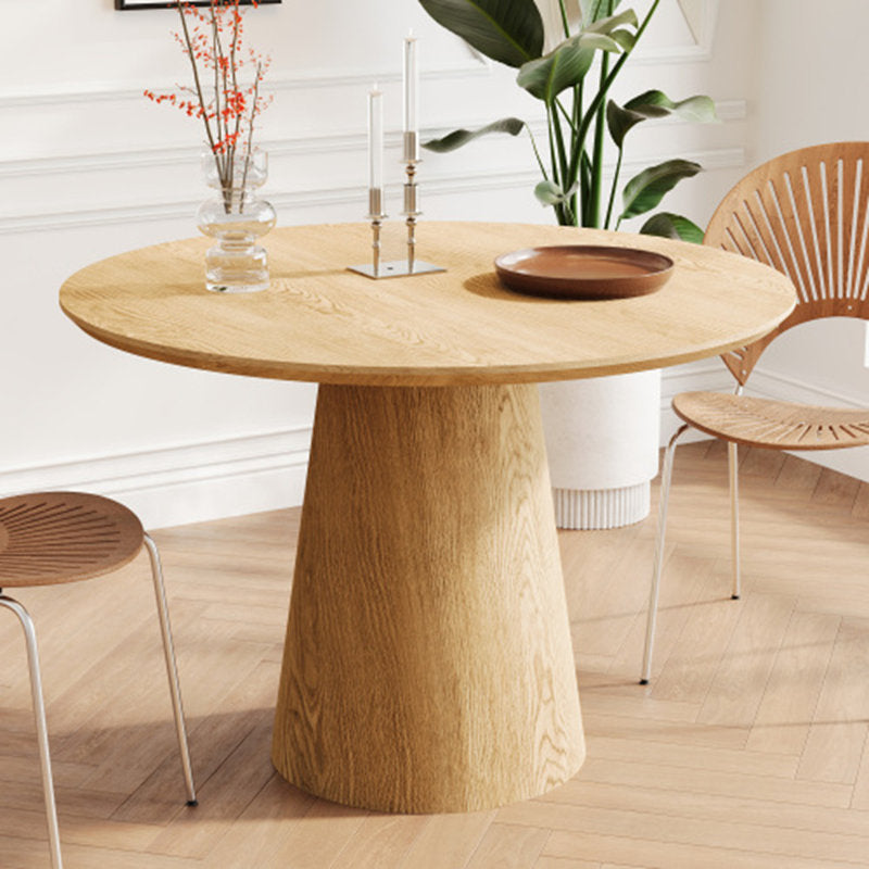 Table de salle à manger ronde Makai avec piètement en bois marron 