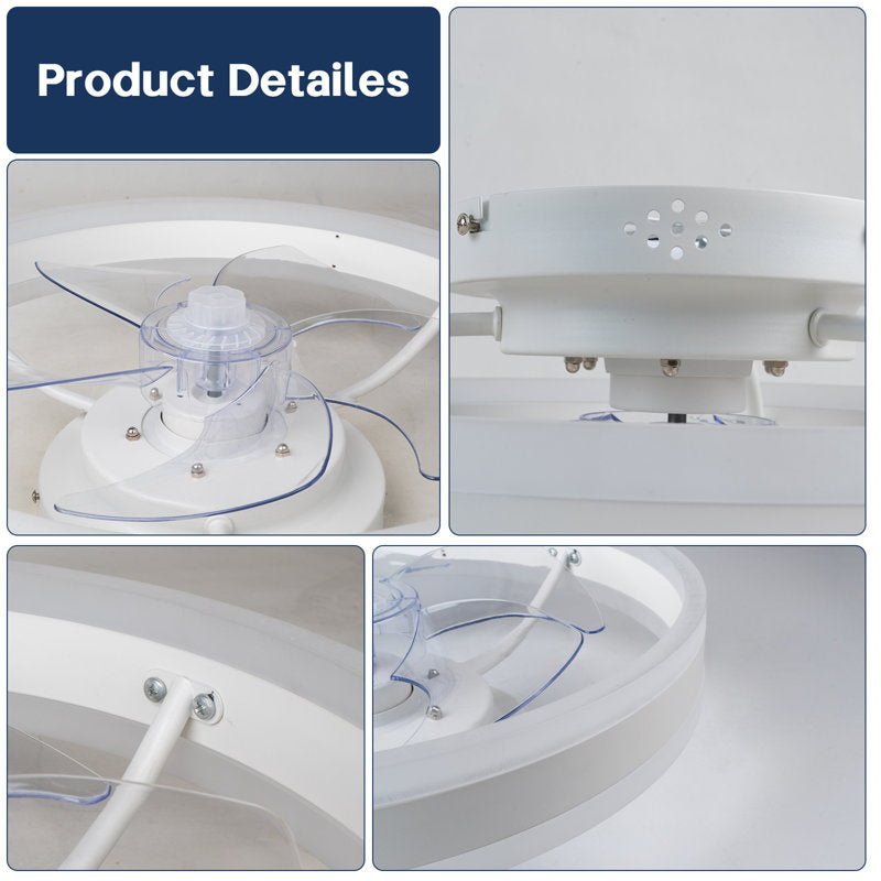 Ventilateur de plafond LED moderne et discret de 40 cm (15,75 po), contrôle par application et télécommande, 6 vitesses, toutes saisons