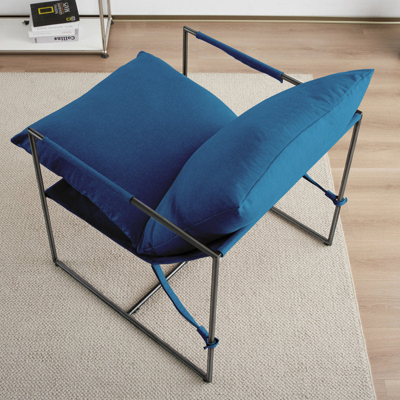 Fauteuil d'appoint capitonné à structure métallique moderne Cliatt pour salon - Grande taille