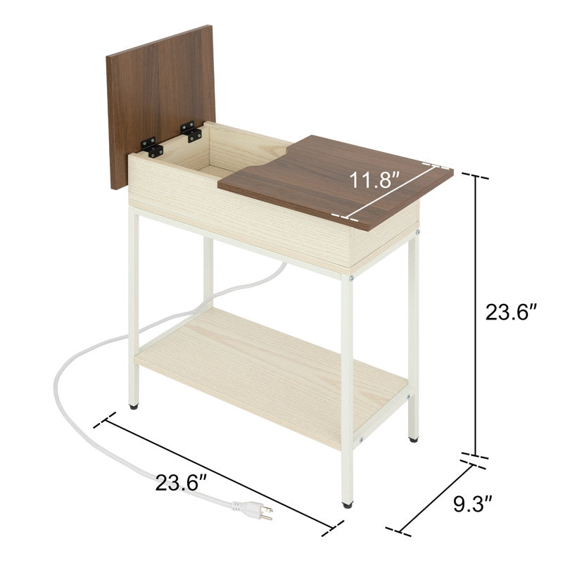 Table d'appoint Biyanca avec prise électrique