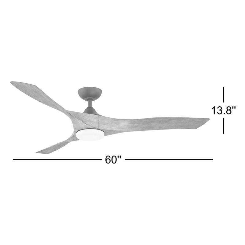 Ventilateur de plafond intelligent Ferland 60" à 3 pales avec télécommande et kit d'éclairage LED inclus, couleur noyer