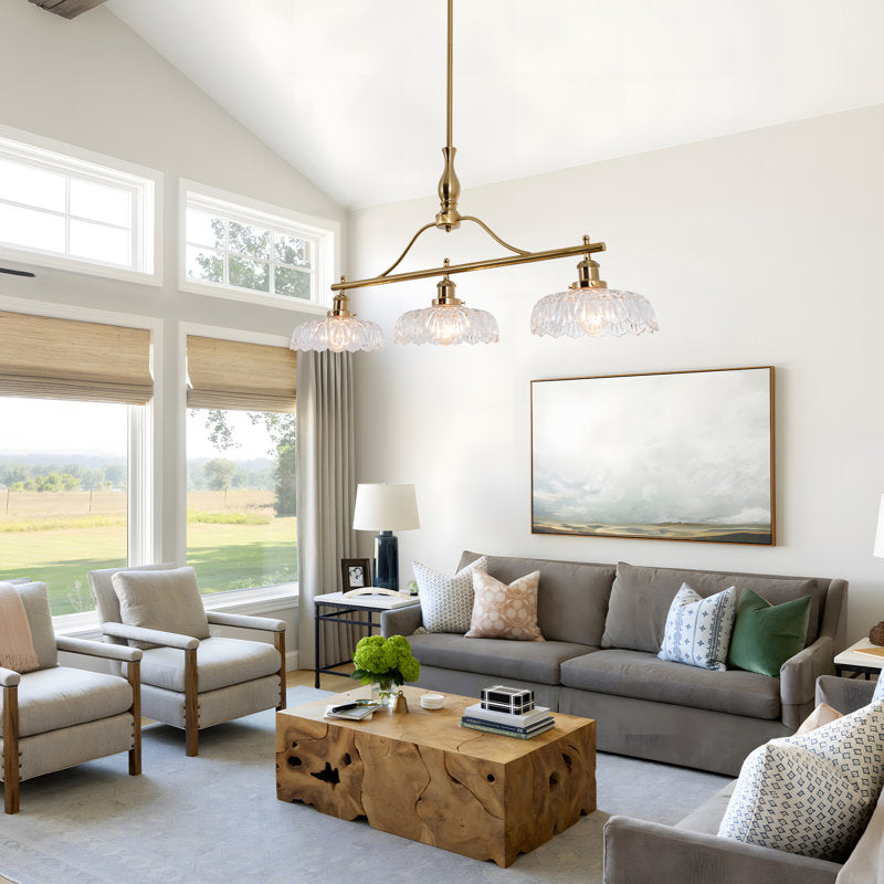 Kelbe Modern Linear Chandelier with 3 Dimmable Lights