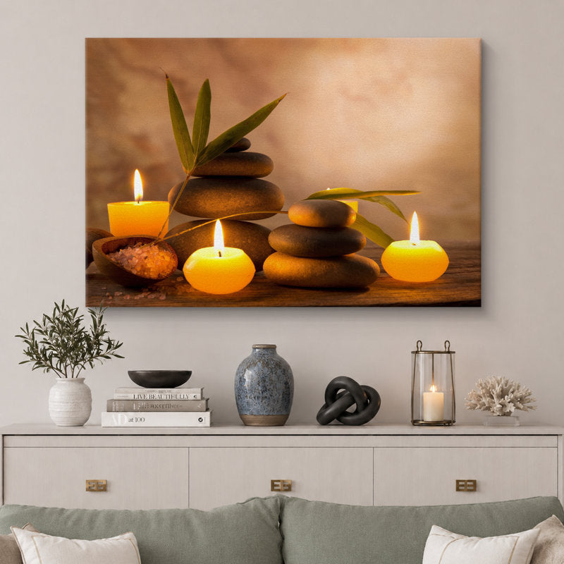 Zen Stones Relax and Calm Massage Laundry Room Bathroom Decor Large Canvas Wall Art Art Print 24x16”
